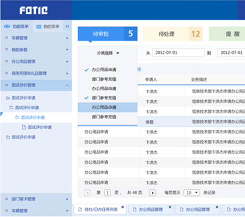 中国信托OA系统用户界面设计