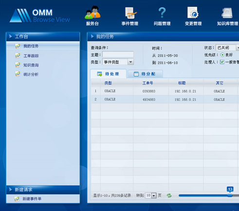 北京银信科技OMM监控系统界面设计