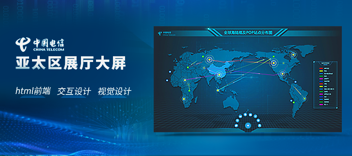 华晨阳科技中国电信亚太区展厅大屏界面设计
