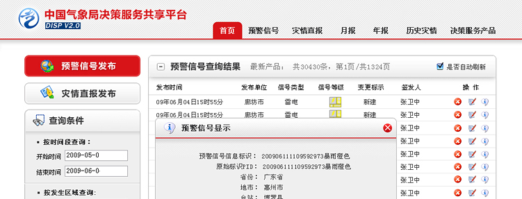 中国气象台决策服务共享平 BS后台界面ui设计 