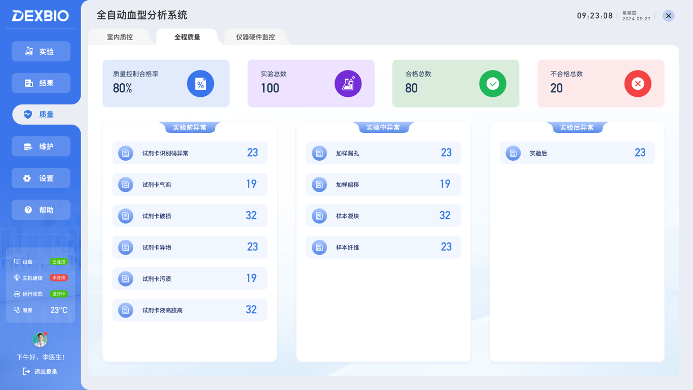 德祥生物全自动血型分析系统界面欣赏大图