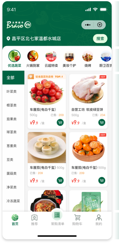 彩食鲜APP方案二模块功能规划说明图 - 分类首页
